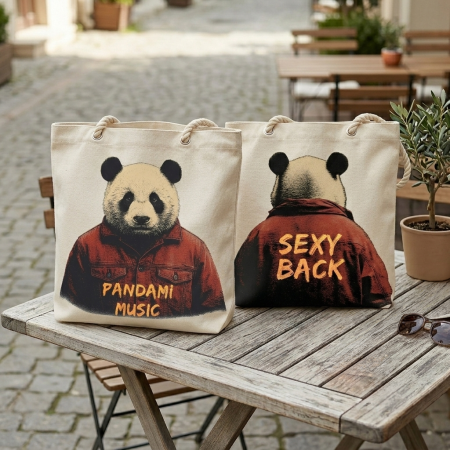 Pandami Music: Örgü ipli Kanvas Plaj Çantası